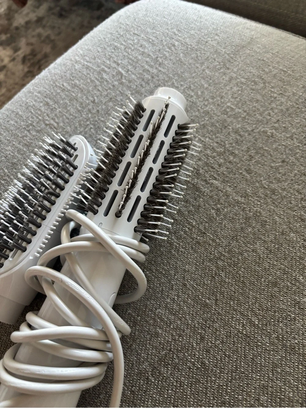 T3 Dual-Head Hot Air Styling Brush in White with Rose Gold Trim